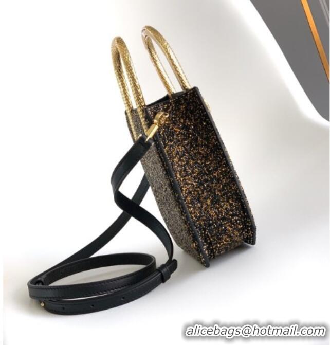 Good Price Bvlgari Serpentine Mini Tote bag in Suede and Crystals 403049 Black/Gold 2026