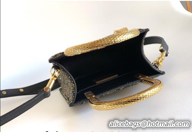 Good Price Bvlgari Serpentine Mini Tote bag in Suede and Crystals 403049 Black/Gold 2026
