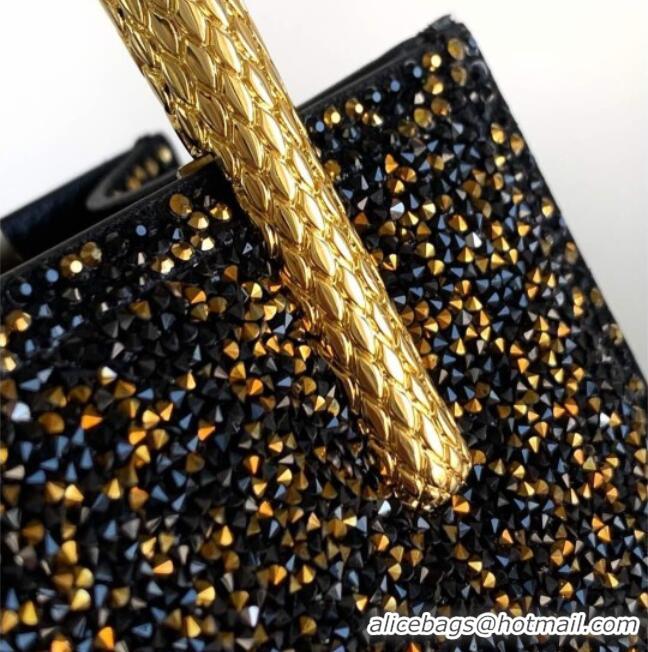 Good Price Bvlgari Serpentine Mini Tote bag in Suede and Crystals 403049 Black/Gold 2026