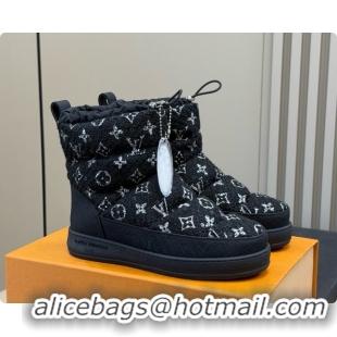 Charming Louis Vuitton LV Cloud Ankle Boot 1AIVJ7 LV091749 Black Tweed 2026