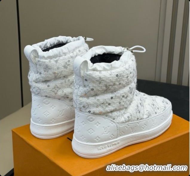 Most Popular Louis Vuitton LV Cloud Ankle Boot 1AIVJ7 LV091750 White Tweed 2026