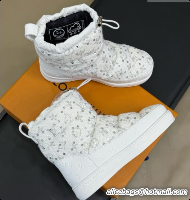 Most Popular Louis Vuitton LV Cloud Ankle Boot 1AIVJ7 LV091750 White Tweed 2026