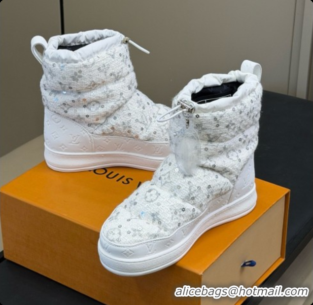 Most Popular Louis Vuitton LV Cloud Ankle Boot 1AIVJ7 LV091750 White Tweed 2026