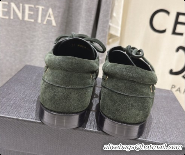 Top Grade Saint Laurent Suede Loafers Y091921 Green 2026