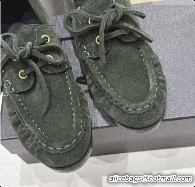 Top Grade Saint Laurent Suede Loafers Y091921 Green 2026