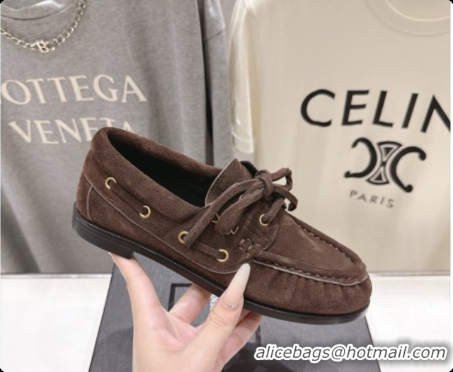 Pretty Style Saint Laurent Suede Loafers Y091922 Dark Brown Black 2026