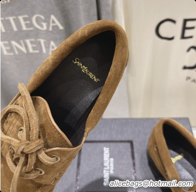 Good Taste Saint Laurent Suede Loafers Y091923 Brown 2026