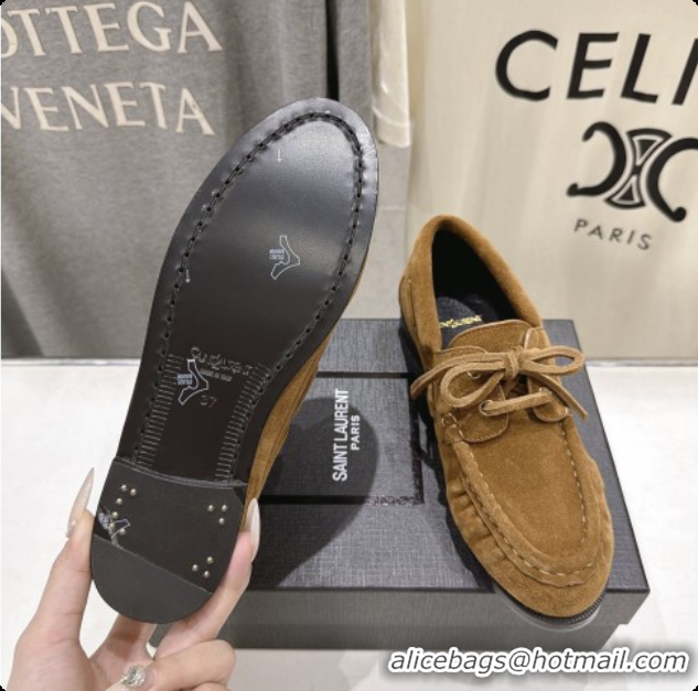 Good Taste Saint Laurent Suede Loafers Y091923 Brown 2026