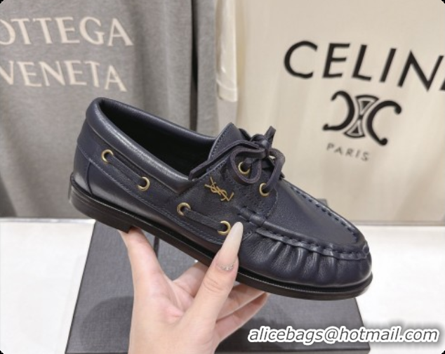 Luxury Cheap Saint Laurent Suede Loafers Y091925 Navy Blue 2026
