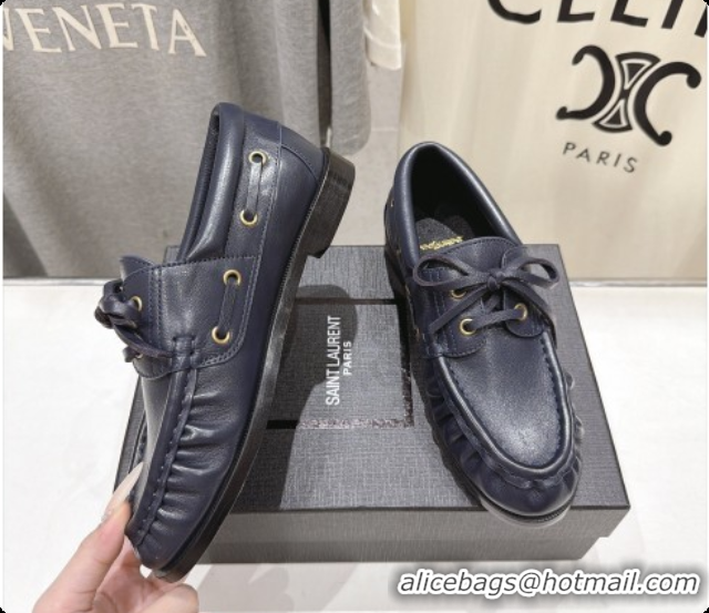 Luxury Cheap Saint Laurent Suede Loafers Y091925 Navy Blue 2026