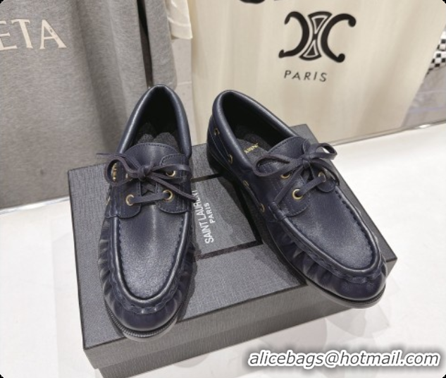 Luxury Cheap Saint Laurent Suede Loafers Y091925 Navy Blue 2026