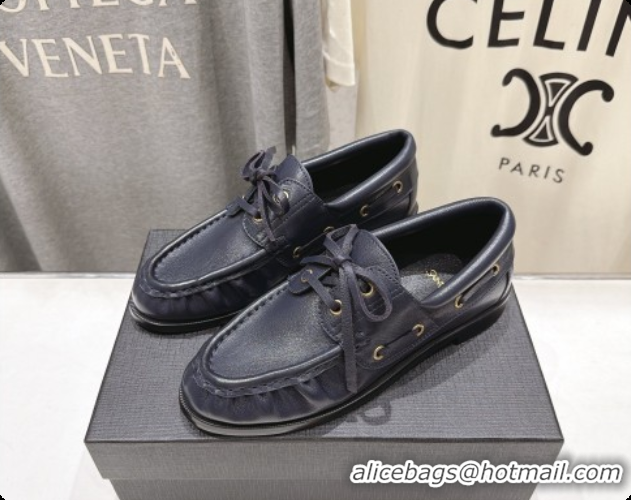 Luxury Cheap Saint Laurent Suede Loafers Y091925 Navy Blue 2026