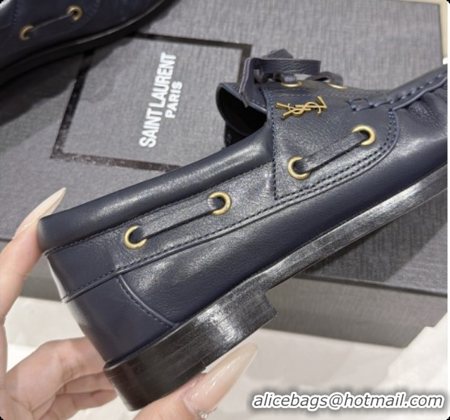 Luxury Cheap Saint Laurent Suede Loafers Y091925 Navy Blue 2026