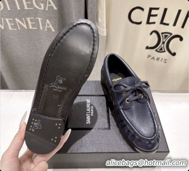 Luxury Cheap Saint Laurent Suede Loafers Y091925 Navy Blue 2026