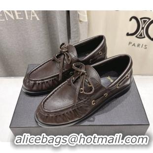 Luxury Saint Laurent Calfskin Loafers Y091926 Dark Brown 2026
