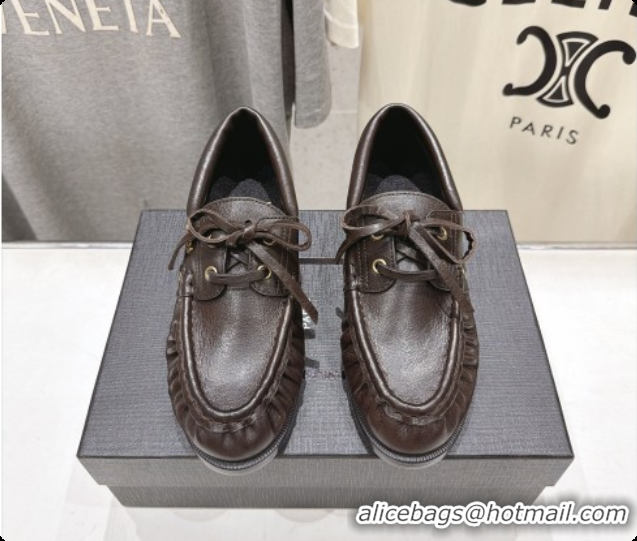 Luxury Saint Laurent Calfskin Loafers Y091926 Dark Brown 2026