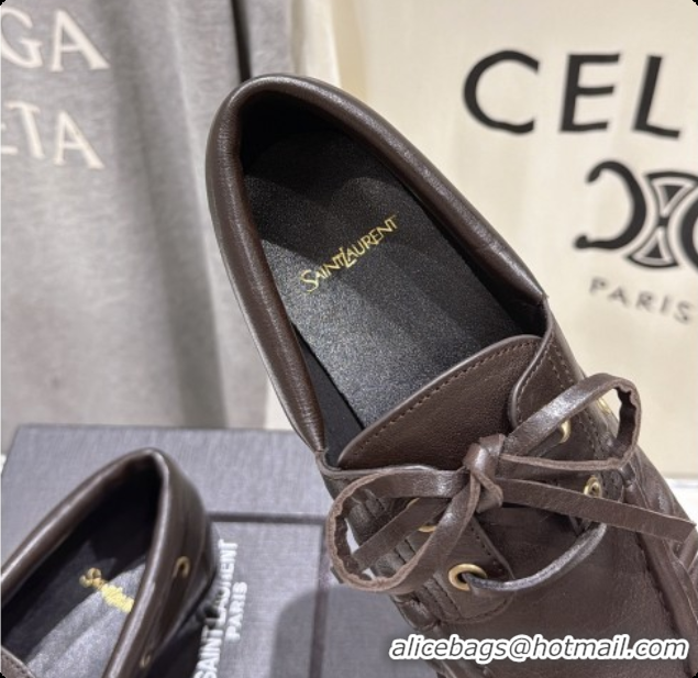 Luxury Saint Laurent Calfskin Loafers Y091926 Dark Brown 2026