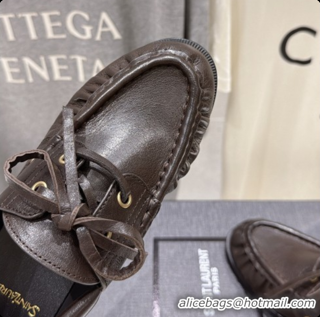 Luxury Saint Laurent Calfskin Loafers Y091926 Dark Brown 2026