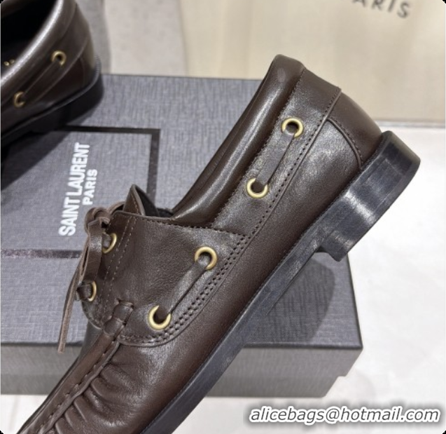 Luxury Saint Laurent Calfskin Loafers Y091926 Dark Brown 2026