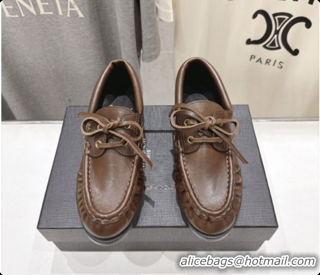 Top Quality Saint Laurent Calfskin Loafers Y091927 Brown 2026