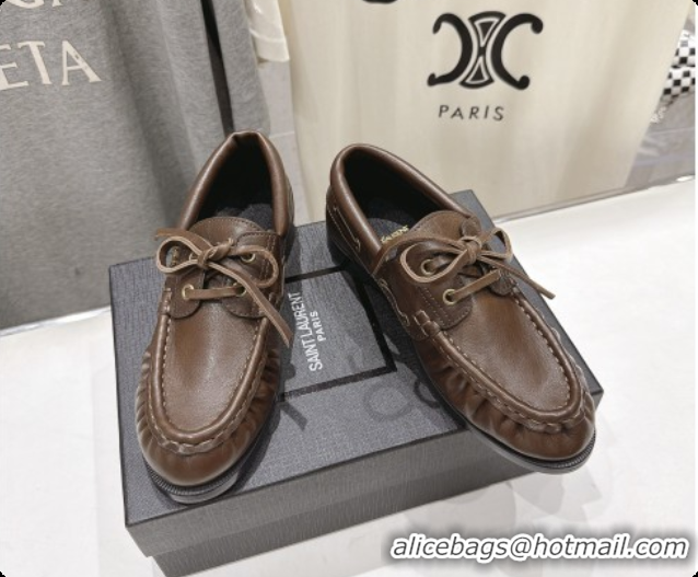 Top Quality Saint Laurent Calfskin Loafers Y091927 Brown 2026