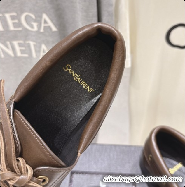 Top Quality Saint Laurent Calfskin Loafers Y091927 Brown 2026