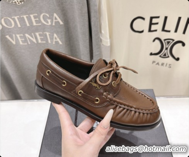 Top Quality Saint Laurent Calfskin Loafers Y091927 Brown 2026