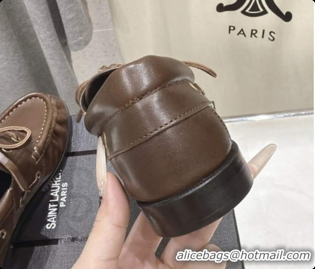 Top Quality Saint Laurent Calfskin Loafers Y091927 Brown 2026
