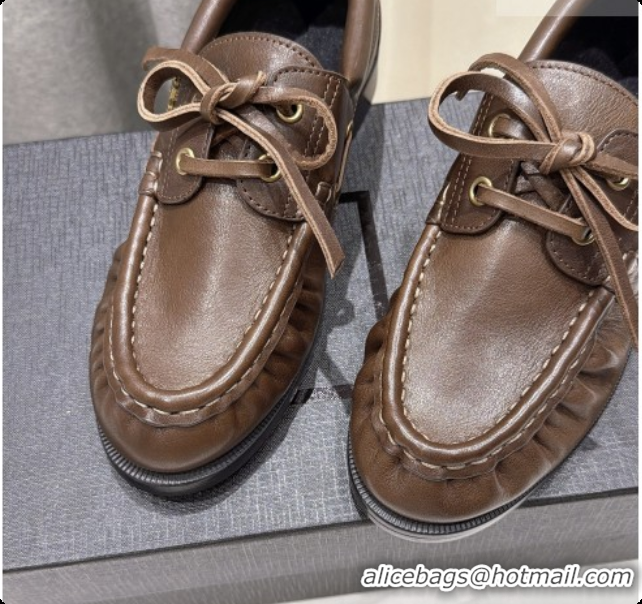 Top Quality Saint Laurent Calfskin Loafers Y091927 Brown 2026