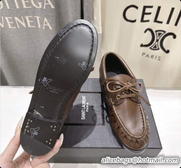 Top Quality Saint Laurent Calfskin Loafers Y091927 Brown 2026