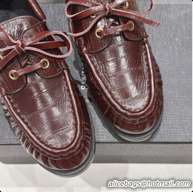 Best Grade Saint Laurent Eel Embossed Leather Loafers Y091928 Burgundy 2026