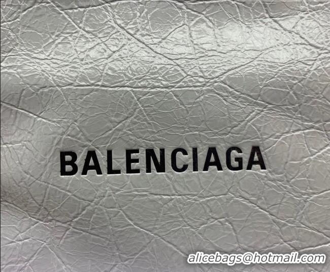 Discount Balenciaga Mens Shopper Phone Holder Pouch in Grey Arena lambskin/aged-silver hardware B03001 2026