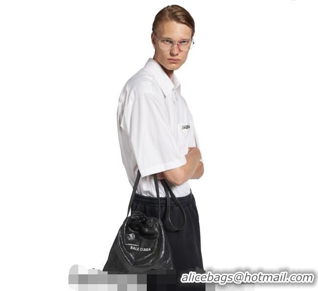 Inexpensive Balenciaga Mens Shopper Phone Holder Pouch in Black Arena lambskin/aged-silver hardware B03001 2026