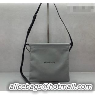 Best Price Balenciaga Shopper Medium Dust Bag Crossbody Pouch in Grey Arena lambskin/aged-silver hardware B03002 2026