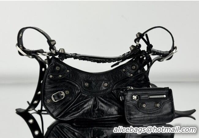 Good Product Balenciaga Le Cagole Shoulder Bag XS in Black Arena lambskin/aged-silver hardware BL701 2026