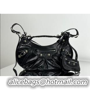 Well Crafted Balenciaga Le Cagole Shoulder Bag Small in Black Arena lambskin/aged-silver hardware BL701 2026