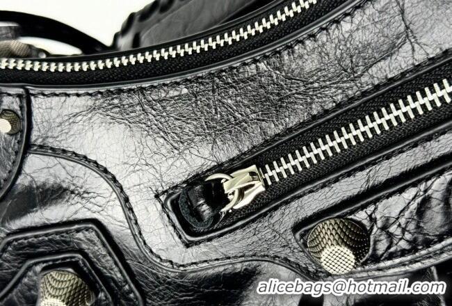 Well Crafted Balenciaga Le Cagole Shoulder Bag Small in Black Arena lambskin/aged-silver hardware BL701 2026