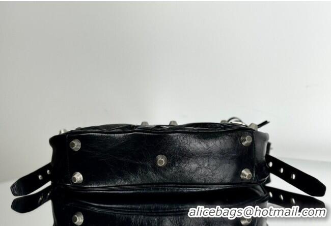 Well Crafted Balenciaga Le Cagole Shoulder Bag Small in Black Arena lambskin/aged-silver hardware BL701 2026