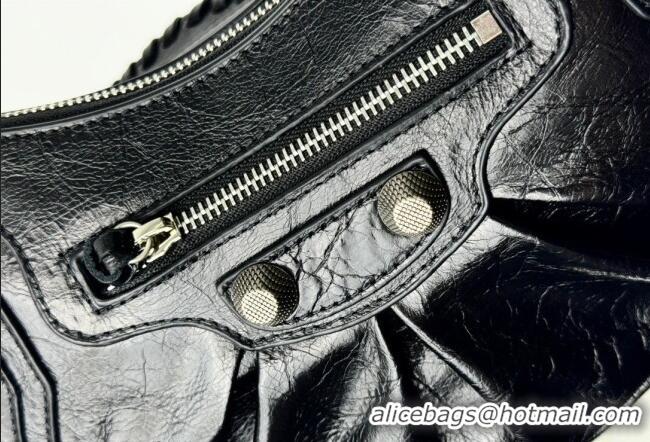 Well Crafted Balenciaga Le Cagole Shoulder Bag Small in Black Arena lambskin/aged-silver hardware BL701 2026