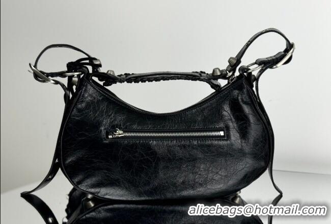 Well Crafted Balenciaga Le Cagole Shoulder Bag Small in Black Arena lambskin/aged-silver hardware BL701 2026