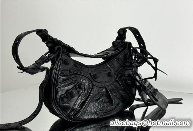 Top Quality Balenciaga Le Cagole Shoulder Bag XS in Black Arena lambskin/black hardware BL701 2026