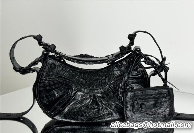 Top Quality Balenciaga Le Cagole Shoulder Bag XS in Black Arena lambskin/black hardware BL701 2026