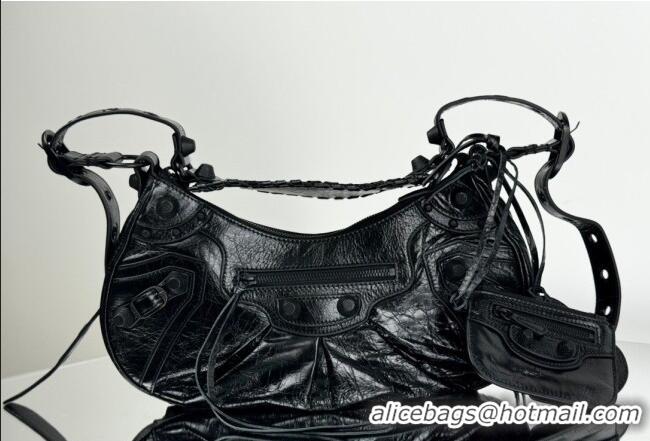 Good Discount Balenciaga Le Cagole Shoulder Bag Small in Black Arena lambskin/black hardware BL701 2026