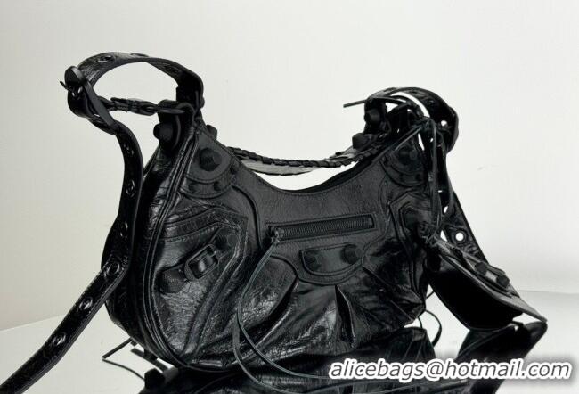 Good Discount Balenciaga Le Cagole Shoulder Bag Small in Black Arena lambskin/black hardware BL701 2026