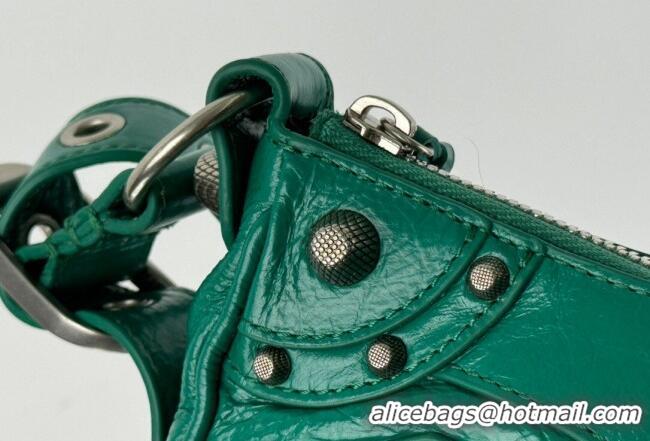 Famous Brand Balenciaga Le Cagole Shoulder Bag XS in Green Arena lambskin/aged-silver hardware BL701 2026