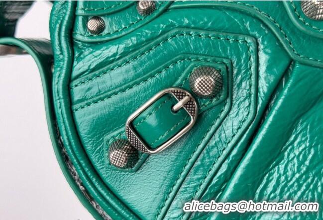 Famous Brand Balenciaga Le Cagole Shoulder Bag XS in Green Arena lambskin/aged-silver hardware BL701 2026