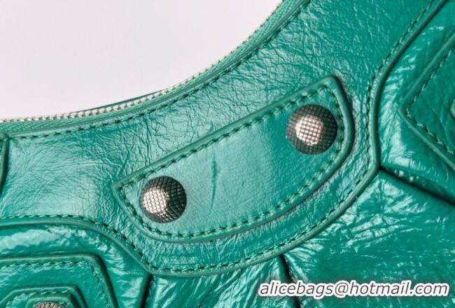 Famous Brand Balenciaga Le Cagole Shoulder Bag XS in Green Arena lambskin/aged-silver hardware BL701 2026