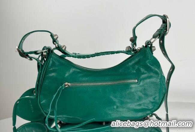 Well Crafted Balenciaga Le Cagole Shoulder Bag Small in Green Arena lambskin/aged-silver hardware BL701 2026
