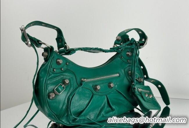 Well Crafted Balenciaga Le Cagole Shoulder Bag Small in Green Arena lambskin/aged-silver hardware BL701 2026