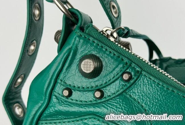 Well Crafted Balenciaga Le Cagole Shoulder Bag Small in Green Arena lambskin/aged-silver hardware BL701 2026